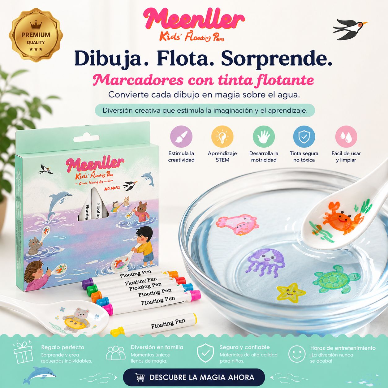 Kit Marcadores Con Tinta Flotante Para Niños