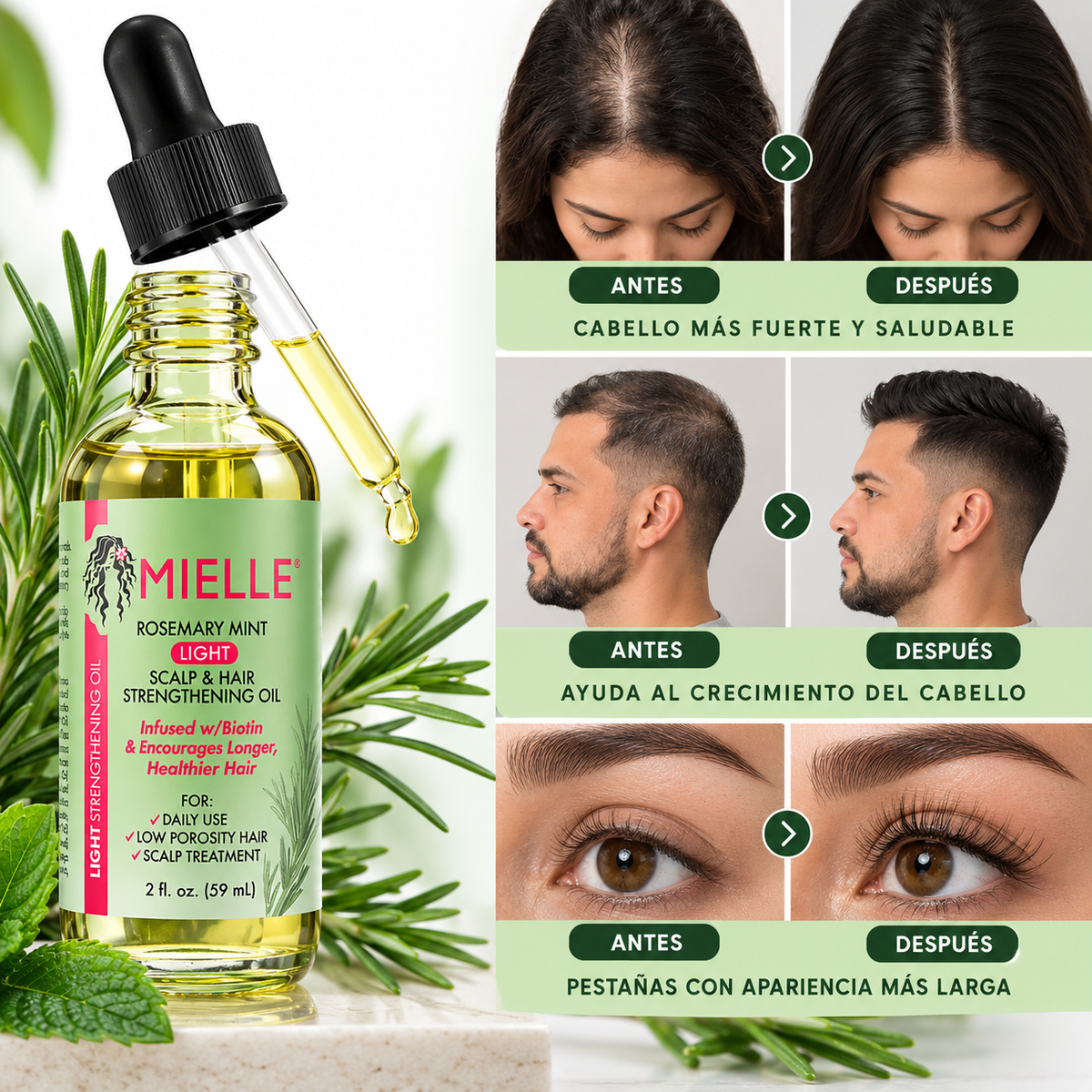 Mielle Rosemary Mint – Aceite Fortalecedor para el Cabello